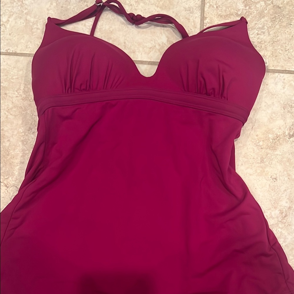 Athleta Purple One Piece Swimsuit with Halter Neck